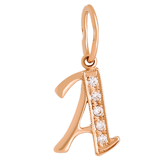 Золотой кулон буква А с цирконием 023733 Золотой кулон буква А с цирконием 023733