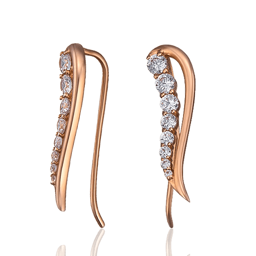 Золоті сережки кафи в формі крила з фіанітами 032353 детальне зображення ювелірного виробу Золоті сережки кафи в формі крила з фіанітами 032353 детальне зображення ювелірного виробу