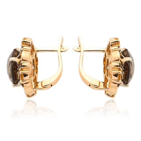 серьги золотые с коричневыми полудрагоценными камнями серьги золотые с коричневыми полудрагоценными камнями