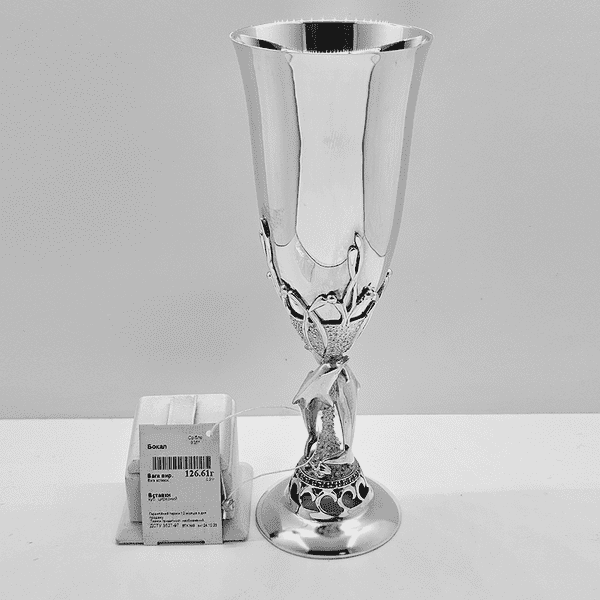 Срібний келих з дельфінами на ніжці 039260 детальне зображення ювелірного виробу