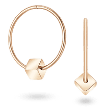 обзорное фото Золотые серьги-конго с кубиками без вставок 040887 Золотые серьги без вставок обзорное фото Золотые серьги-конго с кубиками без вставок 040887  Золотые серьги без вставок