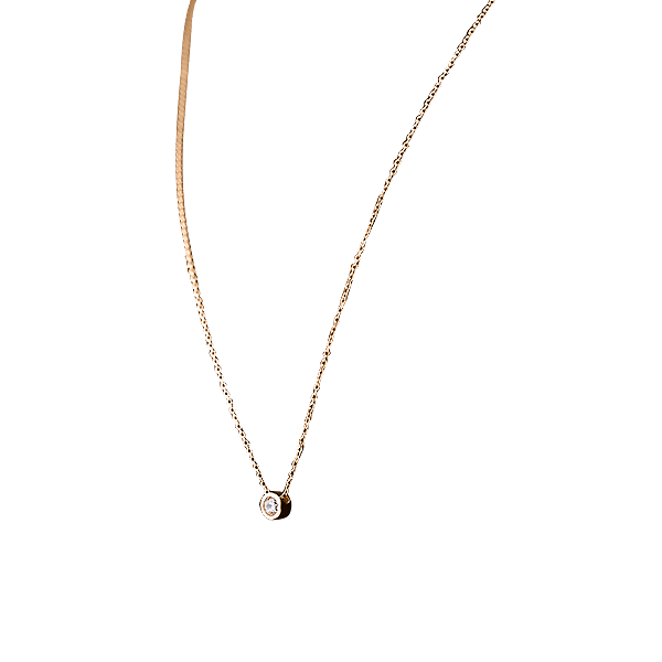 Золотое колье с фианитом 026521 фото Золотое колье с фианитом 026521 фото