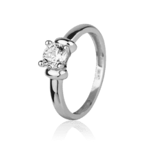 обзорное фото Кольцо в белом золоте с фианитом 027480  Золотые кольца для помолвки с цирконием