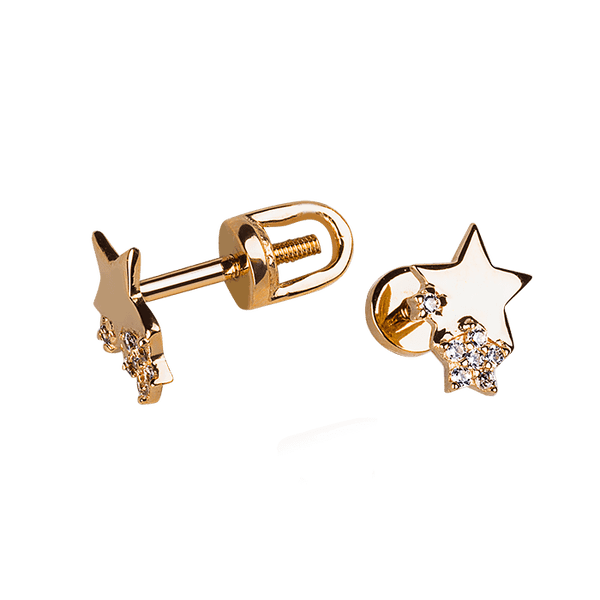 Сережки гвоздики золотые Звезды с фианитами 032741 детальное изображение ювелирного изделия Золотые серьги с фианитом Сережки гвоздики золотые Звезды с фианитами 032741 детальное изображение ювелирного изделия Золотые серьги с фианитом