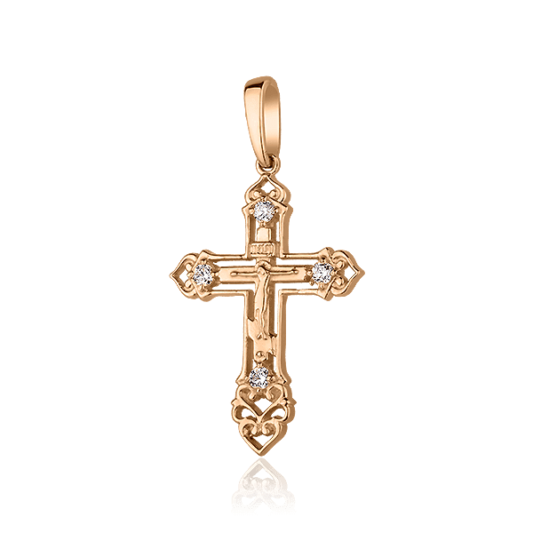 Золотой крестик с фианитами 028038 детальное изображение ювелирного изделия Золотые крестики православные Золотой крестик с фианитами 028038 детальное изображение ювелирного изделия Золотые крестики православные