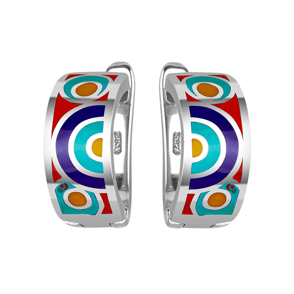 Срібні сережки з кольоровою емаллю 027978 детальне зображення ювелірного виробу