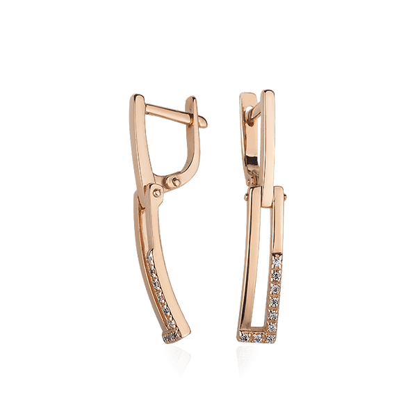 Золотые серьги с фианитами 028199 детальное изображение ювелирного изделия Золотые серьги с фианитом