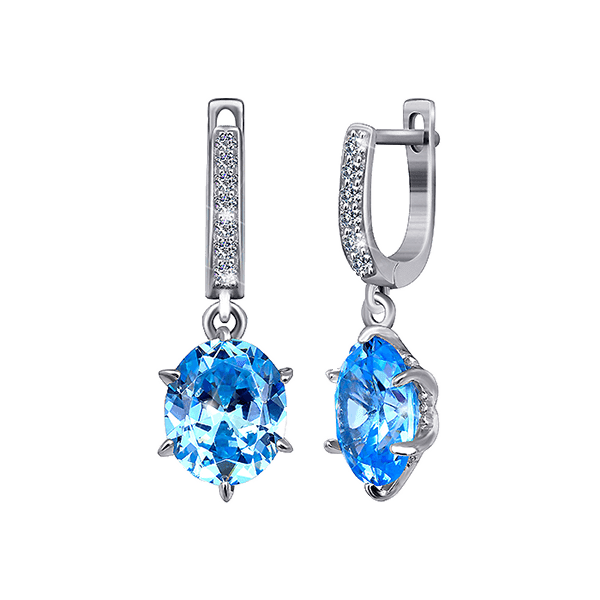 Серебряные серьги с фианитом 025582 детальное изображение ювелирного изделия Серебряные серьги с камнями