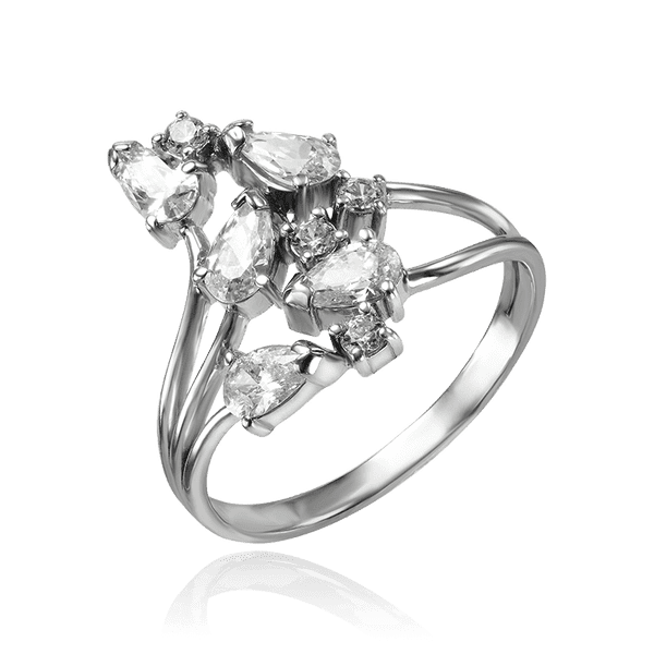 Изящное серебряное кольцо с фианитами Капельки 035031 детальное изображение ювелирного изделия Серебряные кольца Изящное серебряное кольцо с фианитами Капельки 035031 детальное изображение ювелирного изделия Серебряные кольца