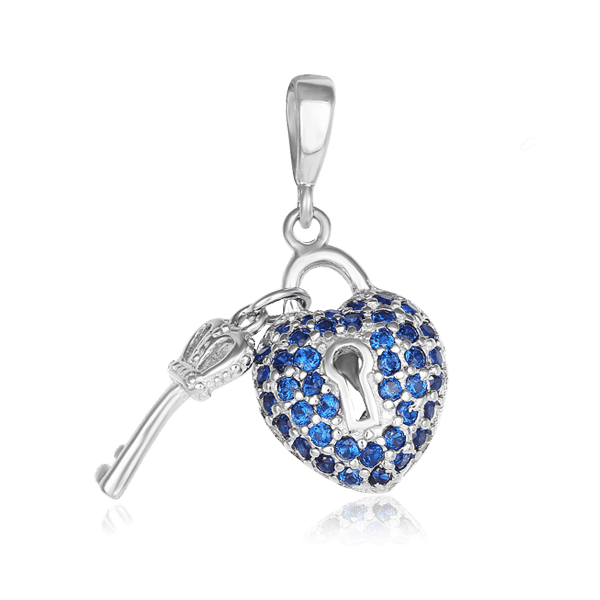 Серебряный кулон Сердце-замок с ключиком 025170 детальное изображение ювелирного изделия Серебряные подвески со вставками Серебряный кулон Сердце-замок с ключиком 025170 детальное изображение ювелирного изделия Серебряные подвески со вставками