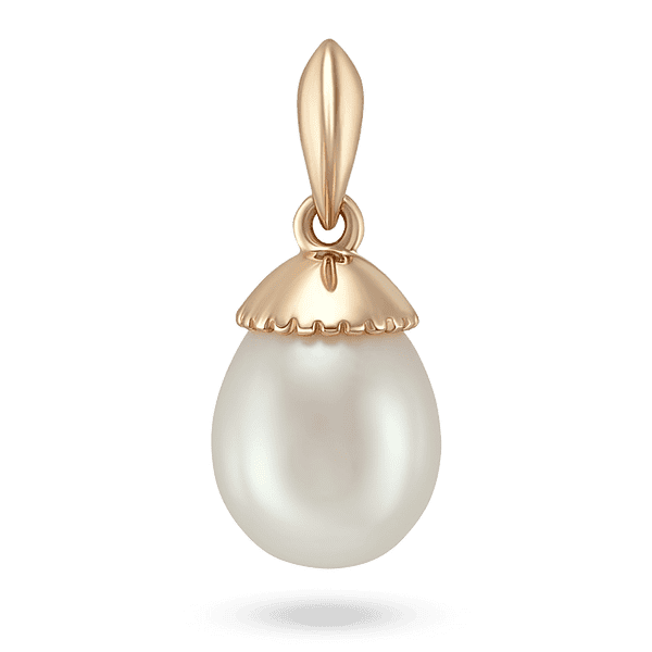 Золотая элегантная подвеска с жемчужиной 041034 детальное изображение ювелирного изделия Золотые кулоны с жемчугом