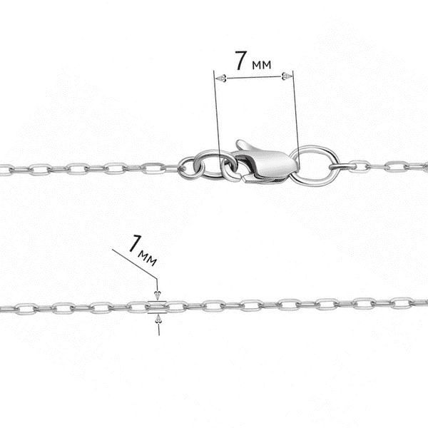 Цепочка в белом золоте якорное плетение на карабине Цепочка в белом золоте якорное плетение на карабине