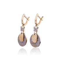 обзорное фото Золотые серьги с бабочками и фианитом 028385  Золотые серьги с фианитом