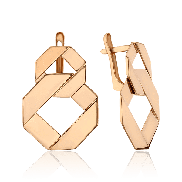 модные золотые серьги в виде двух звеньев модные золотые серьги в виде двух звеньев