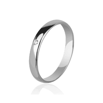 обзорное фото Кольцо обручальное в белом золоте с бриллиантом R0879 Золотые кольца обзорное фото Кольцо обручальное в белом золоте с бриллиантом R0879  Золотые кольца