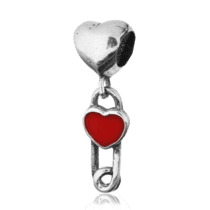 обзорное фото Серебряный подвес-шарм Булавка с сердечком 025013  Серебряные подвесы-шармы (бусины)