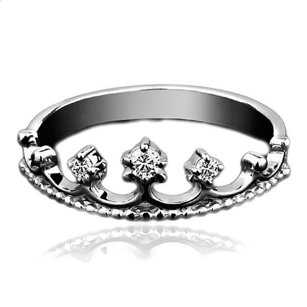 Кольцо Корона из белого золота с бриллиантами  Кольцо Корона из белого золота с бриллиантами