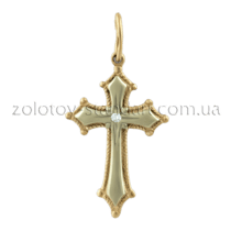 обзорное фото Золотой крестик с цирконием 1,4,0140  Декоративные золотые крестики