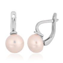 обзорное фото Серебряные серьги с жемчугом 024856 Серебряные серьги с камнями обзорное фото Серебряные серьги с жемчугом 024856  Серебряные серьги с камнями