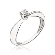 обзорное фото Кольцо для помолвки с фианитом в белом золоте 035477  Золотые кольца