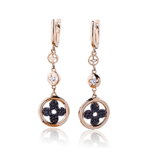 обзорное фото Золотые серьги с фианитами 029240 Золотые серьги с фианитом обзорное фото Золотые серьги с фианитами 029240  Золотые серьги с фианитом