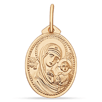 обзорное фото Золотая ладанка Казанская икона Божией Матери 038827  Золотые подвески без камней