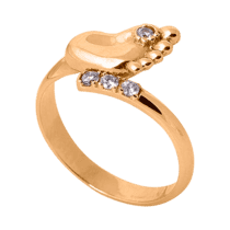 обзорное фото Золотое кольцо с пяточкой младенца 025236  Золотые кольца пяточка младенца