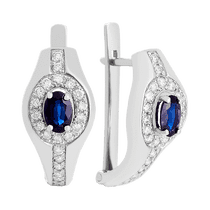 обзорное фото Серьги в белом золоте с сапфирами и бриллиантами 026557 Золотые серьги с сапфиром обзорное фото Серьги в белом золоте с сапфирами и бриллиантами 026557  Золотые серьги с сапфиром