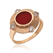 обзорное фото Золотое кольцо Клеопатра с эмалью и фианитами 035269 Золотые кольца обзорное фото Золотое кольцо Клеопатра с эмалью и фианитами 035269  Золотые кольца