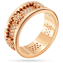 обзорное фото Мужское кольцо в красном золоте с бриллиантами с движущимся механизмом 039355  Золотые печатки и кольца для мужчин
