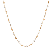 обзорное фото Золотое колье с шариками в комбинированном цвете 032411 Золотое колье без камней обзорное фото Золотое колье с шариками в комбинированном цвете 032411  Золотое колье без камней