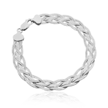 обзорное фото Серебряный браслет с плетением Коса 024888  Серебряные женские браслеты