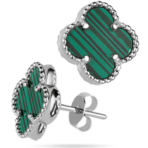 обзорное фото Красивые серебряные серьги - гвоздики с малахитом 925 пробы 039427 Серебряные серьги с камнями обзорное фото Красивые серебряные серьги - гвоздики с малахитом 925 пробы 039427  Серебряные серьги с камнями