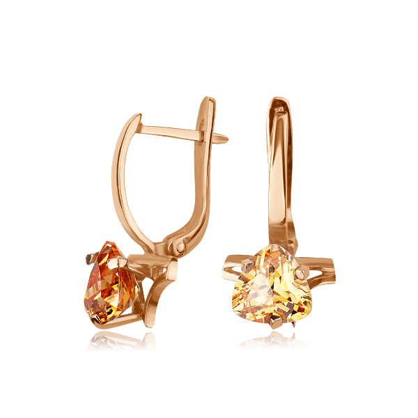 Золотые серьги с цирконием 510280 детальное изображение ювелирного изделия Золотые серьги с фианитом