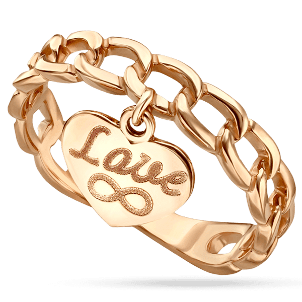Золотое кольцо в виде цепочки с подвеской Сердце 036933 детальное изображение ювелирного изделия Кольца оригинальные из золота