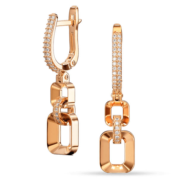 Золоті сережки з фіанітами 040026 детальне зображення ювелірного виробу Золоті сережки з фіанітами 040026 детальне зображення ювелірного виробу