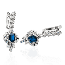 обзорное фото Серьги из белого золота с сапфиром и бриллиантами Periwinkle E542c  Золотые серьги с сапфиром