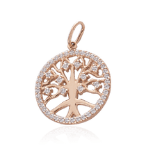 обзорное фото Кулон из золота Дерево Жизни с фианитами 032983  Золотые подвески с камнями