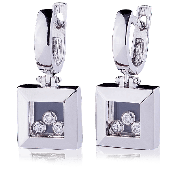 Золотые серьги "Кубики" с фианитами в стиле Chopard 028388 детальное изображение ювелирного изделия Золотые серьги с фианитом Золотые серьги "Кубики" с фианитами в стиле Chopard 028388 детальное изображение ювелирного изделия Золотые серьги с фианитом