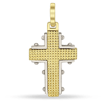 обзорное фото Крестик в комбинированном золоте 038858  Декоративные золотые крестики