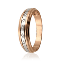 обзорное фото Обручальное кольцо из красного и белого золота с фианитами 028601  Обручальные кольца с цирконием