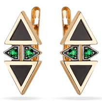 обзорное фото Золотые серьги с агатом и нанокристаллами 030008 Золотые серьги с агатом обзорное фото Золотые серьги с агатом и нанокристаллами 030008  Золотые серьги с агатом