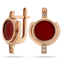 обзорное фото Золотые серьги Вивьен с красной эмалью 033411 Золотые серьги обзорное фото Золотые серьги Вивьен с красной эмалью 033411  Золотые серьги
