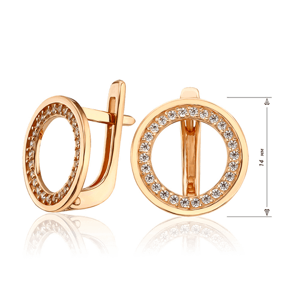 Круглые золотые серьги с фианитами Круглые золотые серьги с фианитами