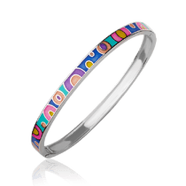 обзорное фото Серебряный браслет жесткий с эмалью 027731 Серебряные женские браслеты обзорное фото Серебряный браслет жесткий с эмалью 027731  Серебряные женские браслеты