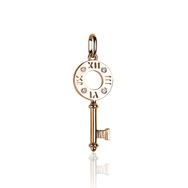 Золотой кулон Ключик с бриллиантами в красном золоте 031217 детальное изображение ювелирного изделия Золотые кулоны с бриллиантами