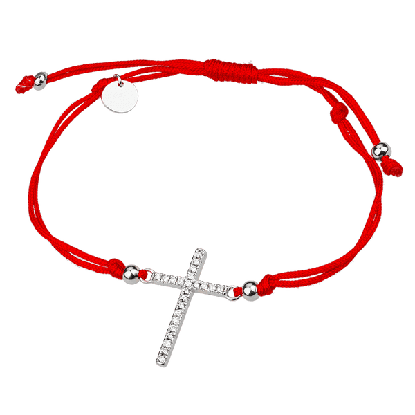 Браслет красный шелковый с декоративным крестиком из белых фианитов 039738 детальное изображение ювелирного изделия Браслеты красная нить Браслет красный шелковый с декоративным крестиком из белых фианитов 039738 детальное изображение ювелирного изделия Браслеты красная нить