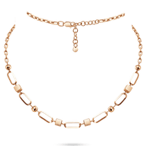 обзорное фото Колье в геометрическом стиле в красном золоте с дополнительной цепочкой 039886 Золотое колье без камней обзорное фото Колье в геометрическом стиле в красном золоте с дополнительной цепочкой 039886  Золотое колье без камней