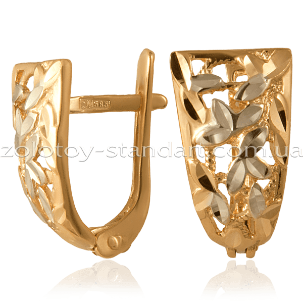 Золотые серьги с лепестками 210318 детальное изображение ювелирного изделия Золотые серьги с английским замком