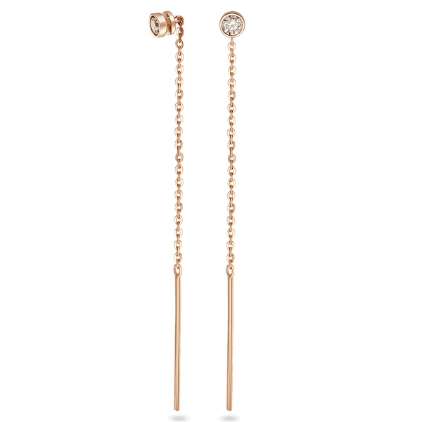 Золоті сережки протяжки з одним фіанітом 028927 детальне зображення ювелірного виробу Золоті сережки протяжки з одним фіанітом 028927 детальне зображення ювелірного виробу